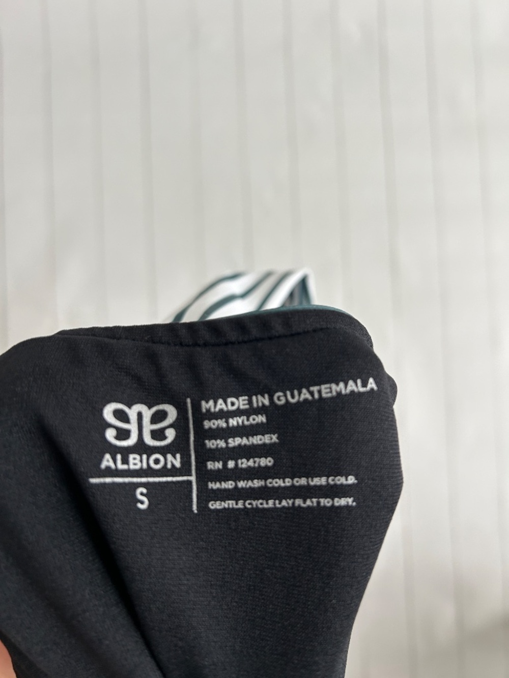 Albion size S Bon Voyage one piece swimsuit green stripe modest open back NEW - Picture 10 of 10